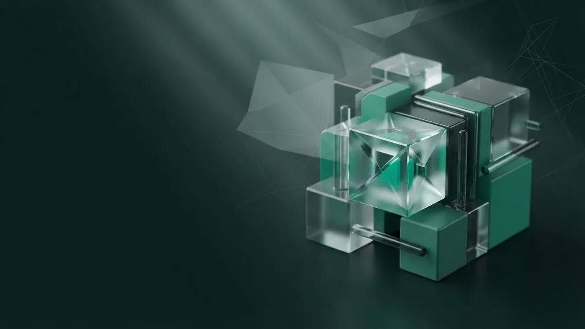 Modular glass blocks that suggest a focused set of SEO analysis tools
