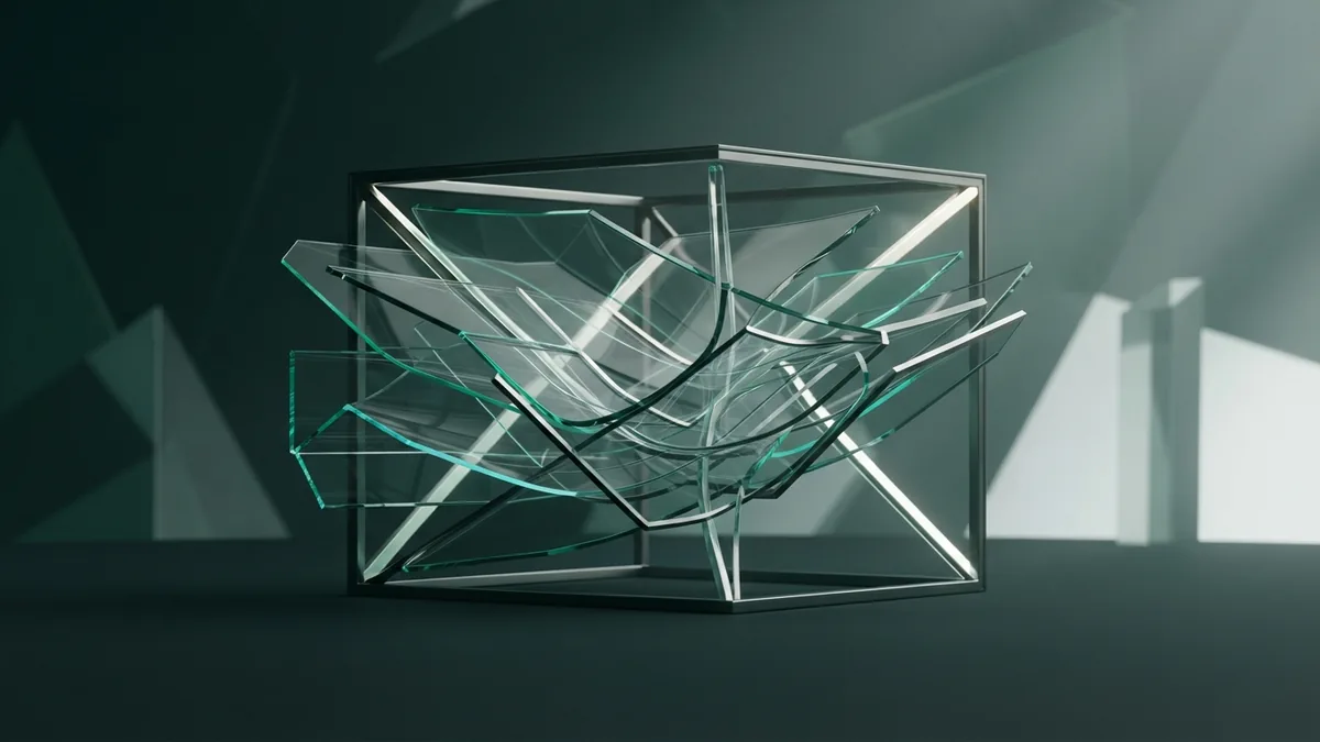Consistency with room to adapt Flowing glass planes within a steady frame, symbolizing brand consistency through change