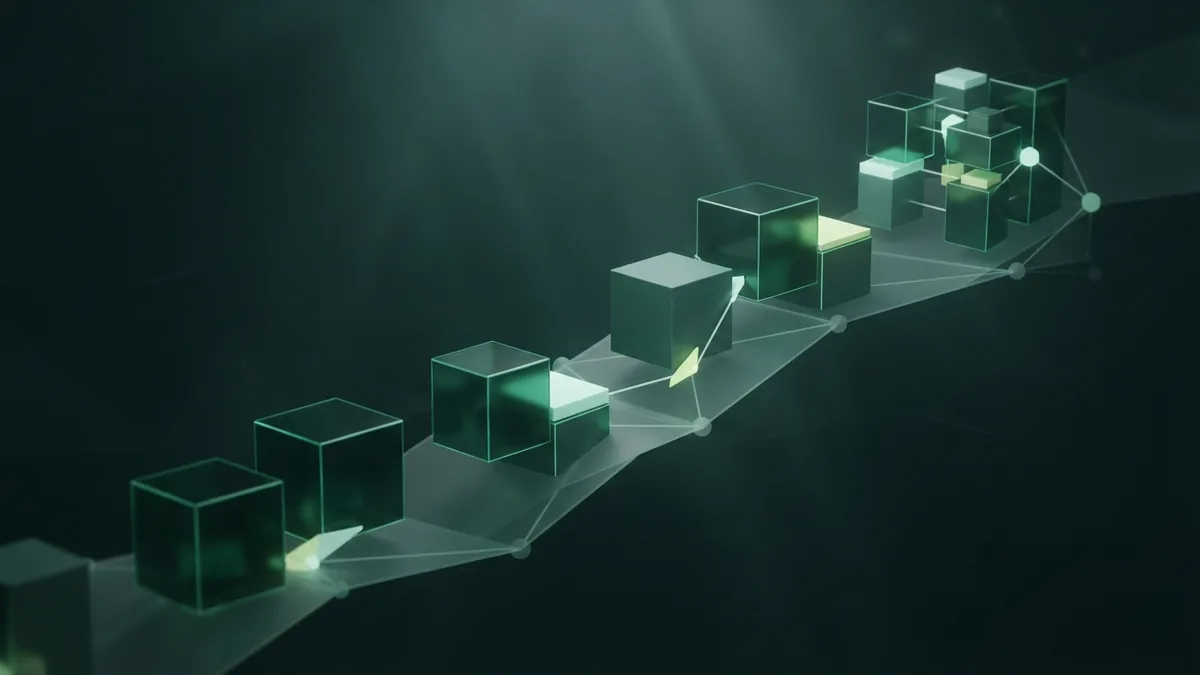 A stepwise path to a brand Abstract geometric steps showing a thoughtful process for building a brand