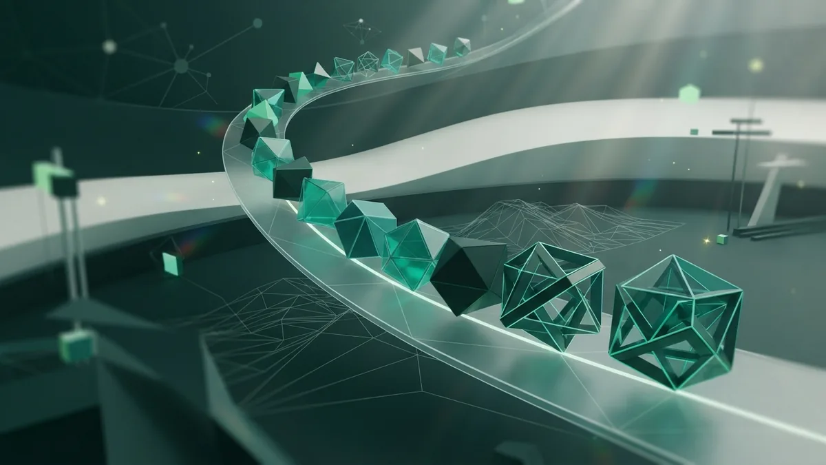 Recognition grows through repeated encounters Repeated geometric forms along a path represent growing brand recognition