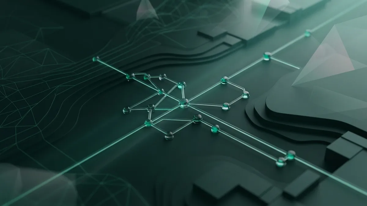 Plan web app user flows Abstract connected nodes and paths representing web app planning and user flows