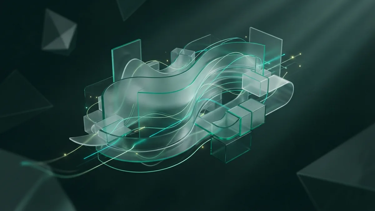 Flowing glass planes and light paths suggest new tools and connected mobile app services
