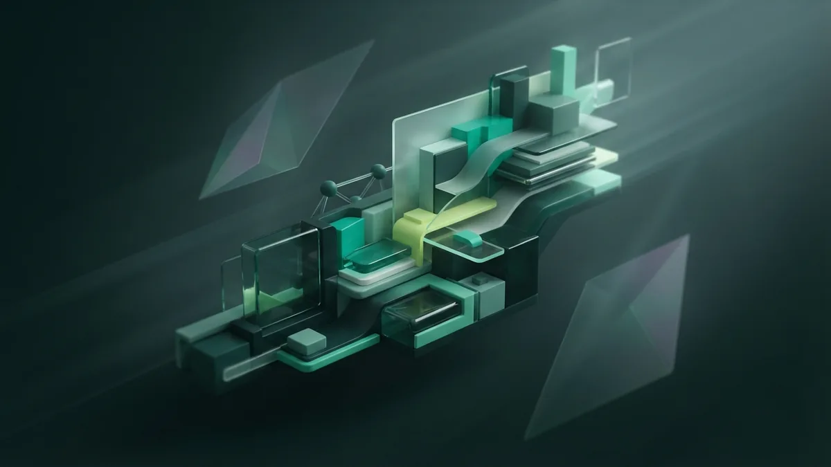 Organic reach through digital marketing Abstract green modular forms suggest steady organic reach in digital marketing