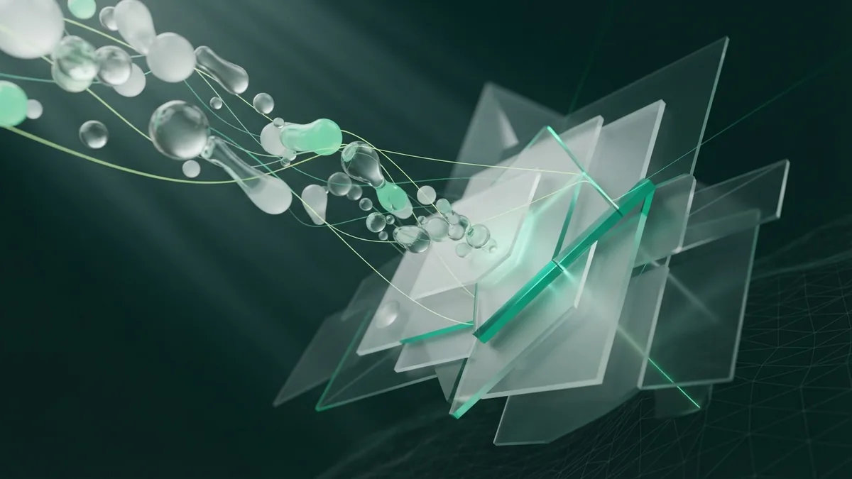 Liquid glass forms and fine light paths symbolize email traffic reaching useful site content