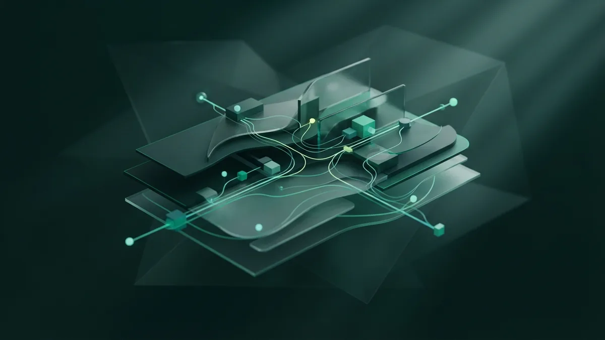 Clear paths through website content Green light paths connect abstract nodes to suggest clear website information