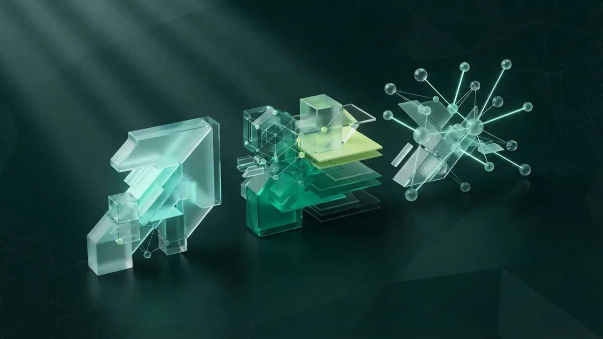 Three orderly glass forms showing a path from purpose to proof and audience