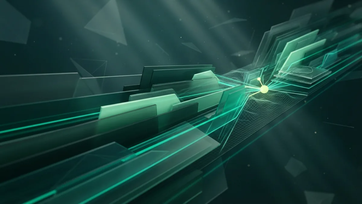 Layered green planes converging toward a focal point to suggest SEO trend analysis