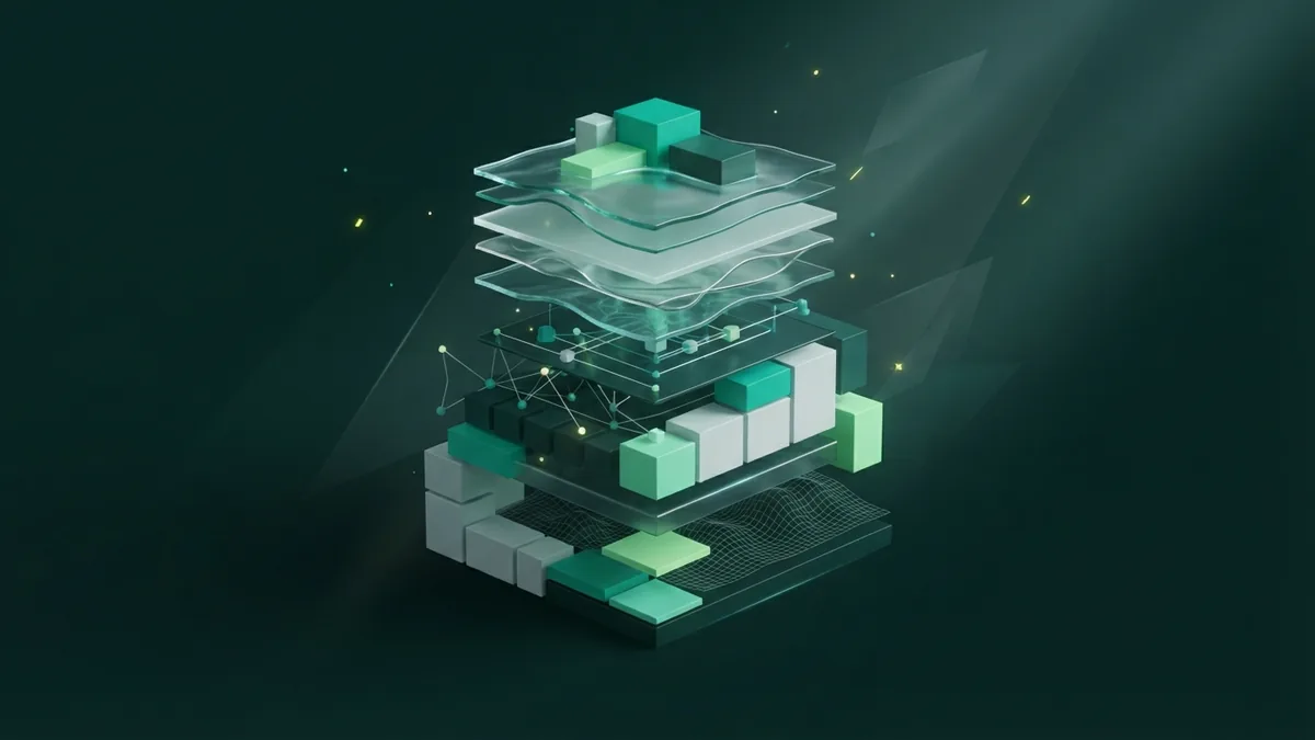 Abstract layered graphic layout Abstract layered planes and modular blocks showing a clean social graphic layout