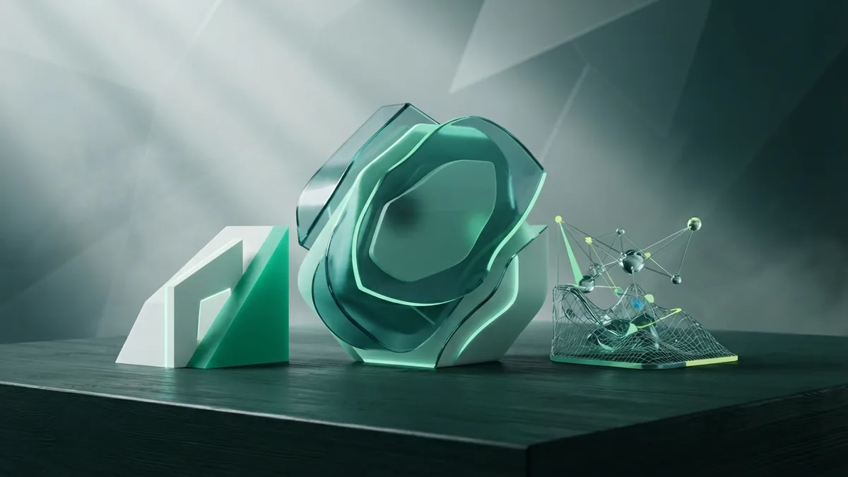 Visual forms for three design formats Three abstract modular forms represent the distinct needs of logos, flyers, and posters