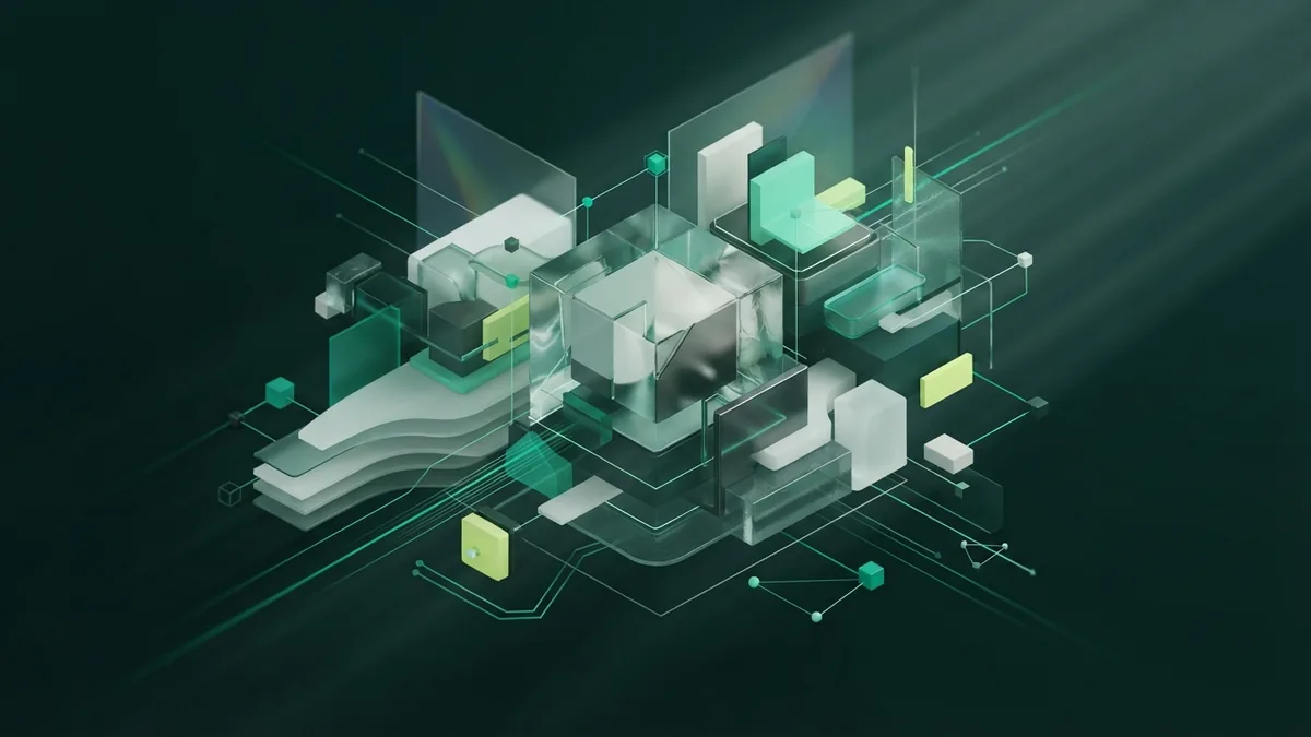 Balanced abstract blocks showing visual design skills and creative structure