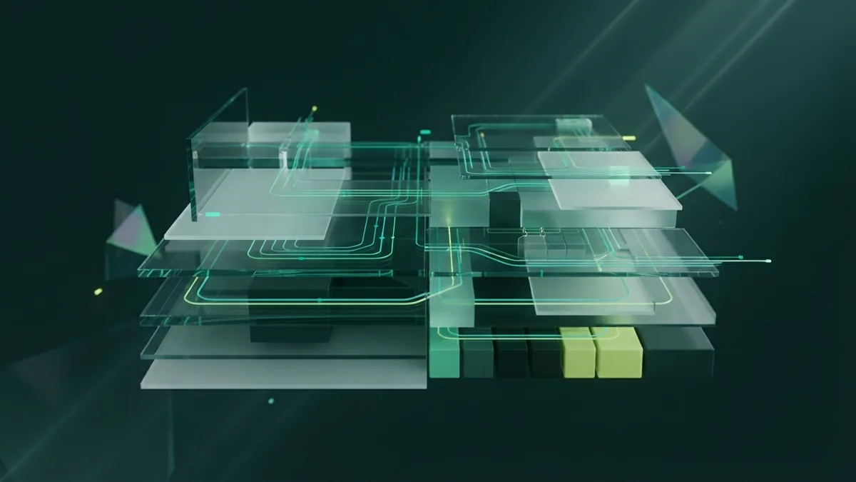 Abstract glass panels aligned to represent clear on-page SEO structure
