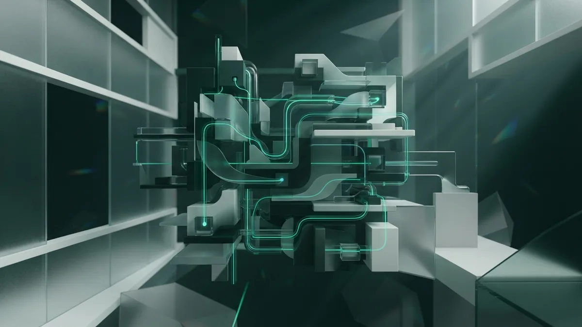 Strengthen the technical site foundation Abstract modular structures showing a fast and well-connected technical website