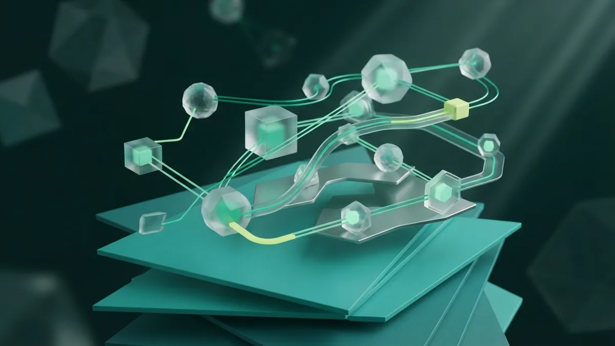 Develop digital marketing skills Abstract network nodes and light paths representing digital marketing skills