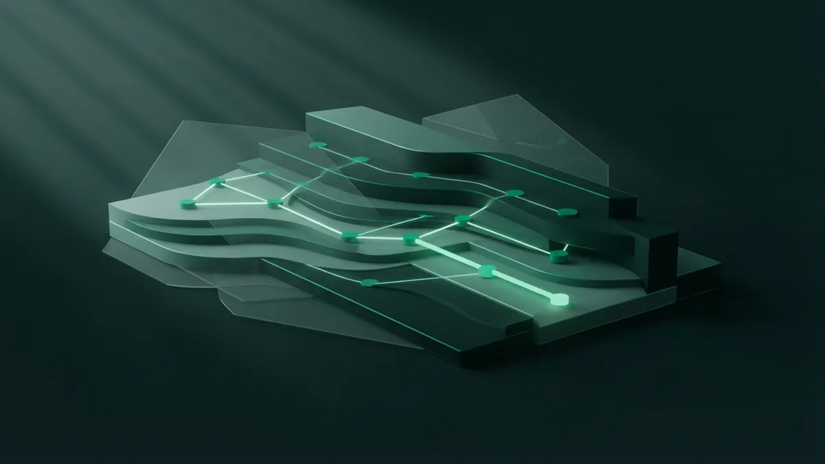 Emerald network path representing stronger access and repeat use through a mobile app