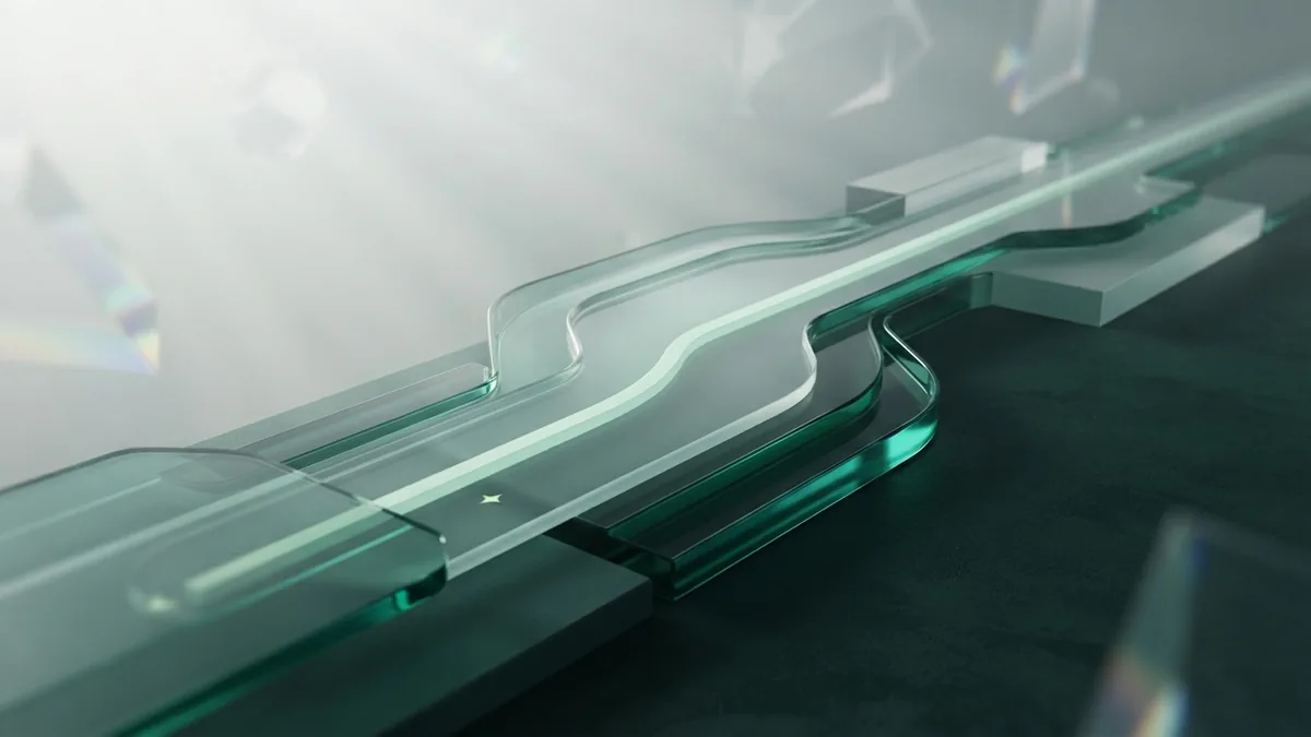 Flowing glass planes represent fast page loading and a smooth site experience