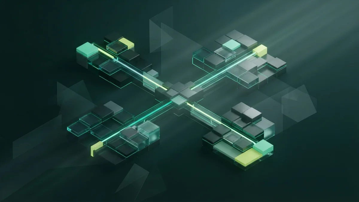 A clear structure for connected pages Ordered green modular blocks represent a clear website structure and navigation
