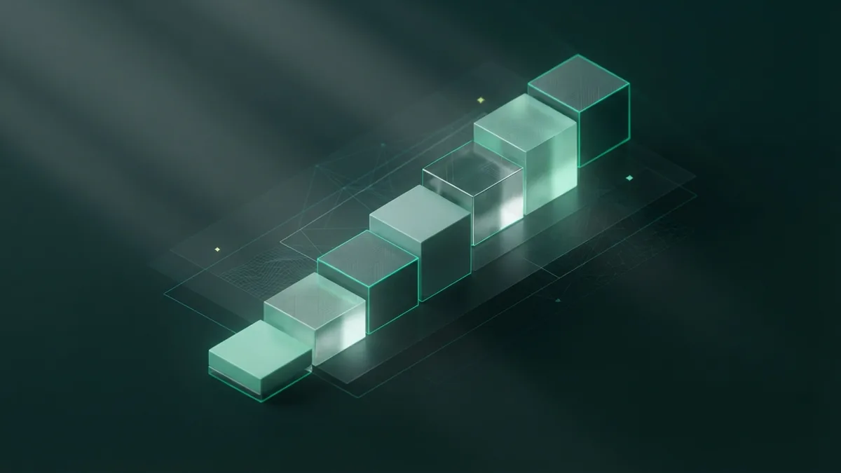 Abstract modular steps showing a focused digital marketing learning plan