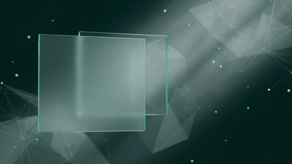 Two shifting glass planes represent search engines choosing different snippet text