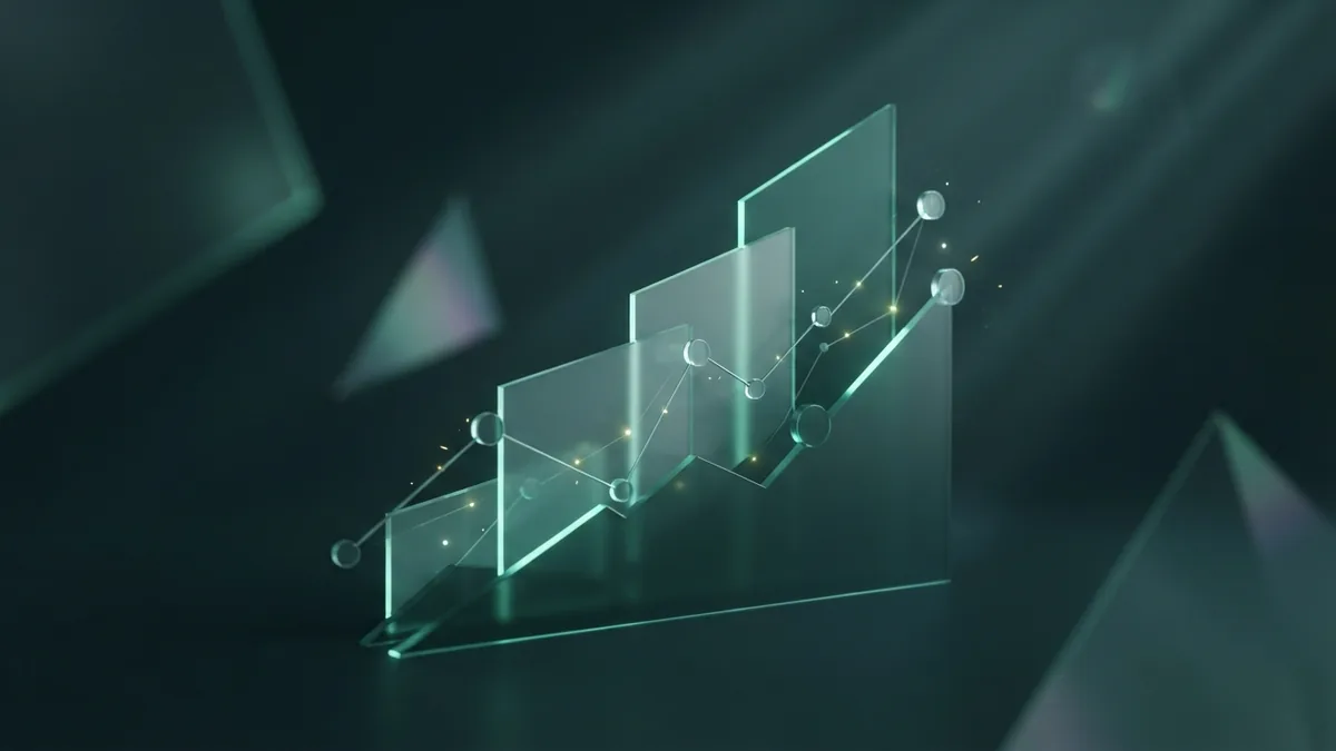 Measured SEO growth structure Abstract ascending planes showing measured SEO growth and search progress