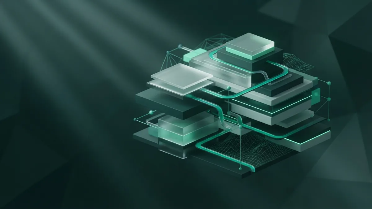 SEO components in a modular structure Abstract modular structure representing content, links, speed, and other SEO elements