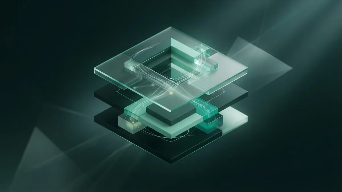 Three connected SEO components Three abstract green layers representing on-page, off-page, and technical SEO