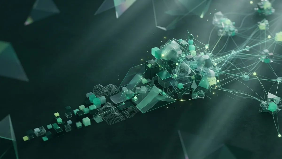 Abstract green structures showing different SEO strategy sizes and work scopes