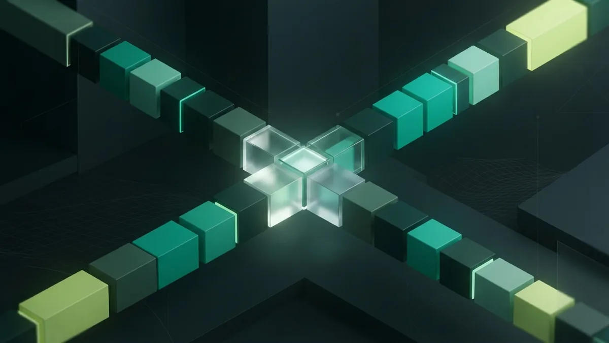 Modular geometric stages meet at a central point to show the V-model phase structure