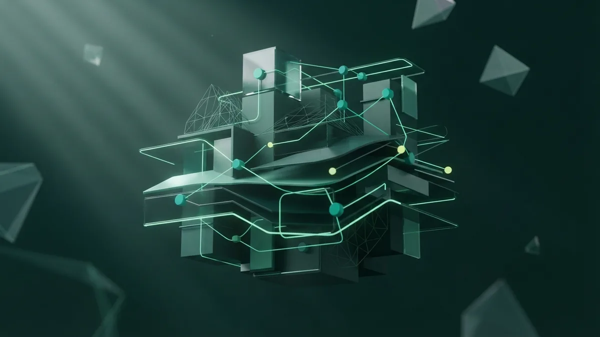 Search trust and authority structure Geometric trust structure with connected nodes representing search authority